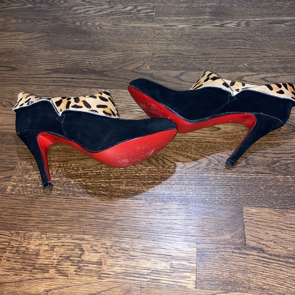 Christian Louboutin Black Suede Leopard Pony Boots / Booties - Picture 4 of 9